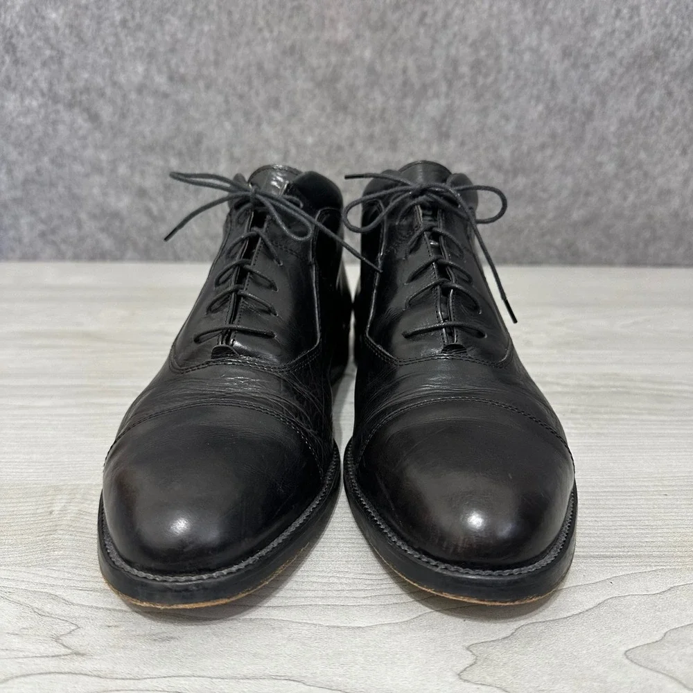 Johnston & Murphy Chukka Boots Mens 10.5 Black‎ Leather Cap Toe Lace Up
